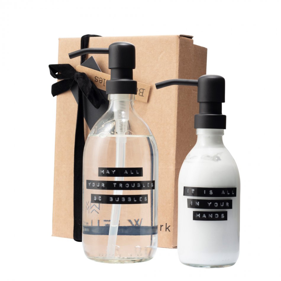 Giftbox be bubbles helder glas zwarte pomp