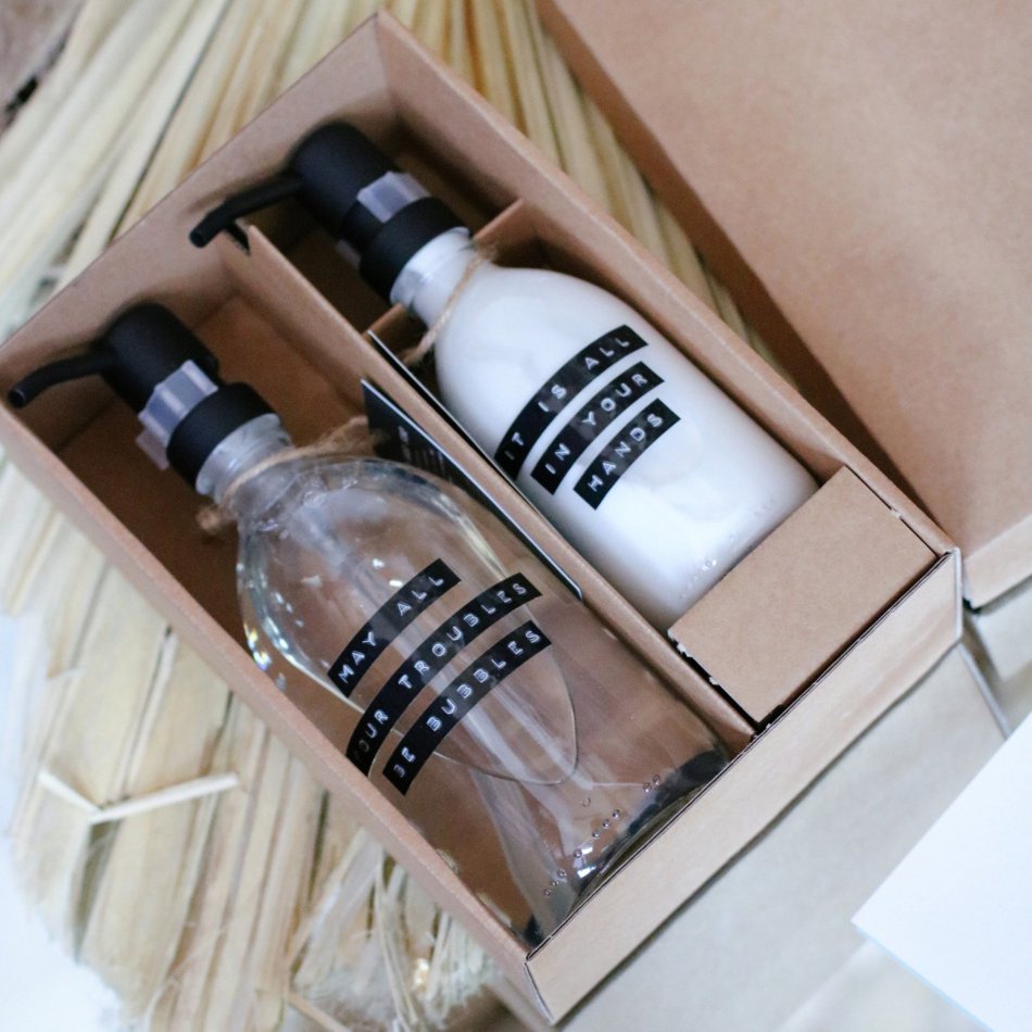 Giftbox be bubbles helder glas zwarte pomp