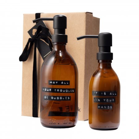 Giftbox soft hands bruin glas zwarte pomp